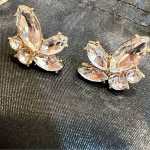 Gold and Crystal Floral Earrings